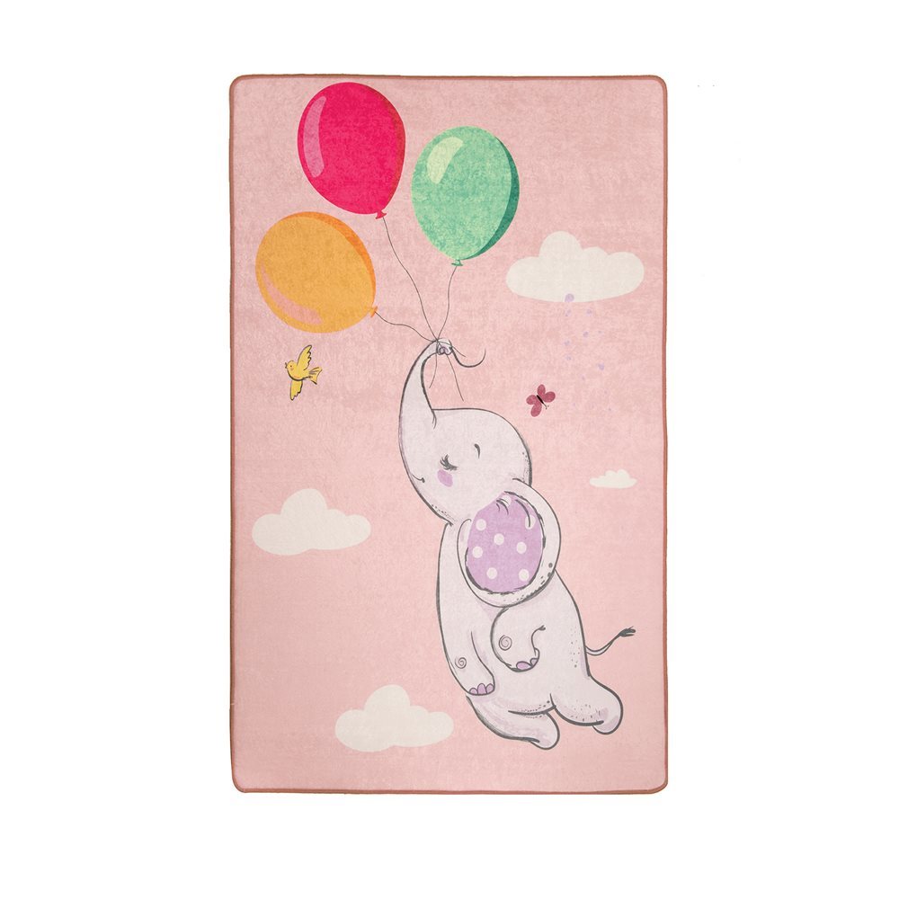 Covor antiderapant pentru copii Balloons Pink 100x150 cm - 1