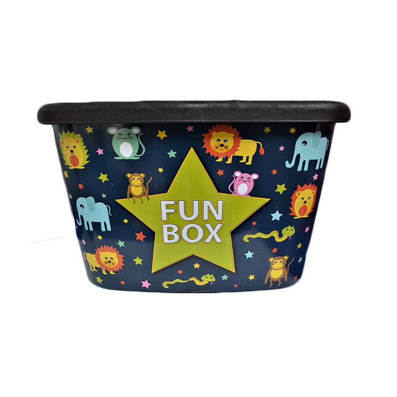 Cutie depozitare pentru copii 50 litri Fun Box V2 multicolor cu animalute - 1