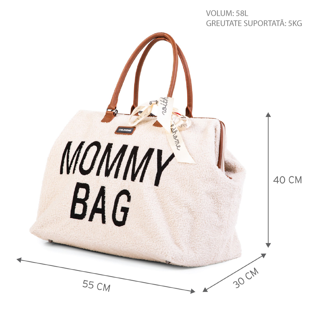 Geanta de infasat Mommy Bag teddy ecru Childhome - 3