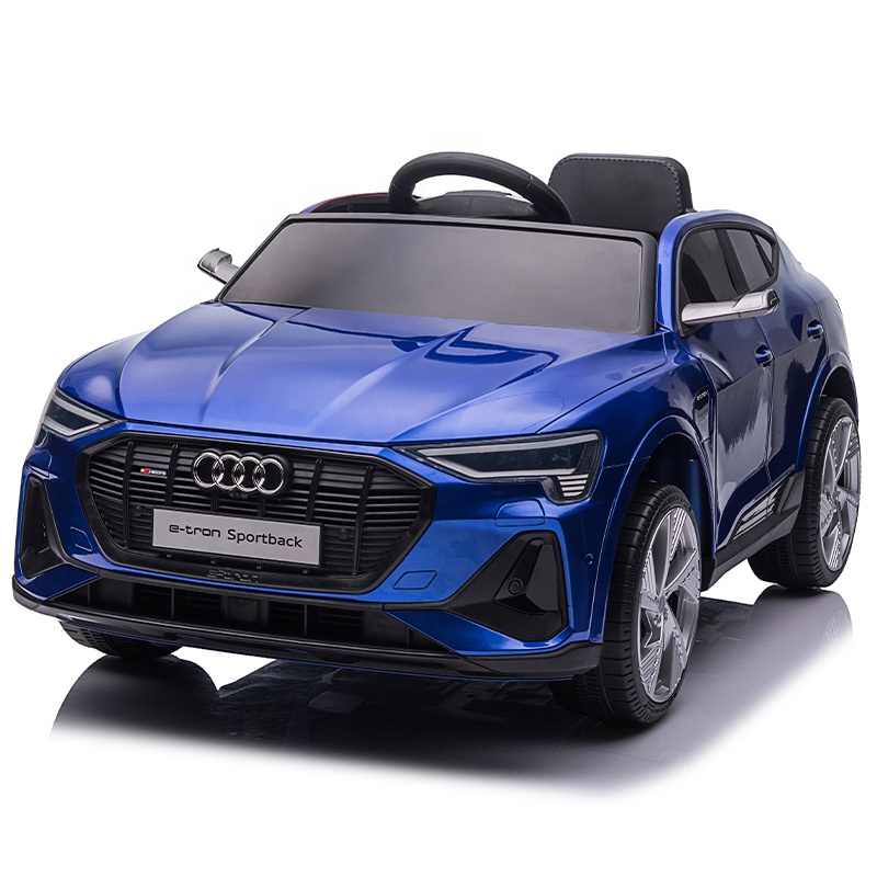 Masinuta electrica cu roti Eva si scaun piele Audi E Tron Blue Audi La Plimbare