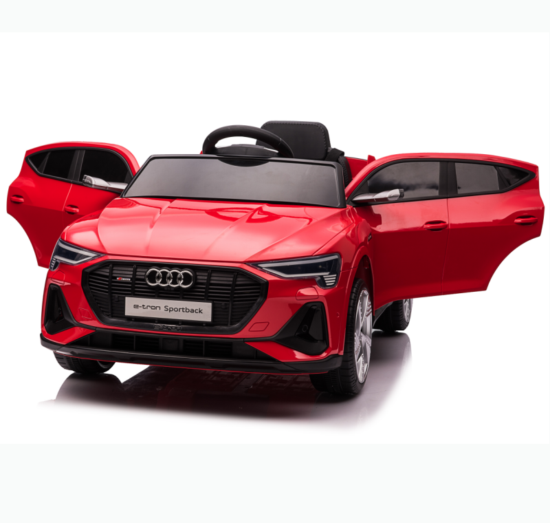 Masinuta electrica cu roti Eva si scaun piele Audi E Tron Red - 2