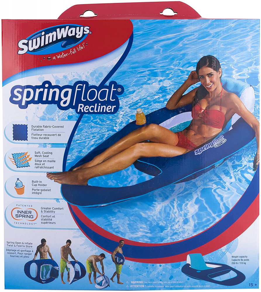 Swimways sezlong plutitor recliner cu spatar si suport pahare