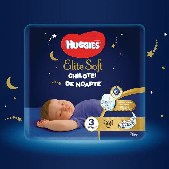 Scutece-chilotel de noapte Huggies Elite Soft Pants Overnight marimea 3, 23 buc, 6-11 kg 6-11 imagine noua responsabilitatesociala.ro
