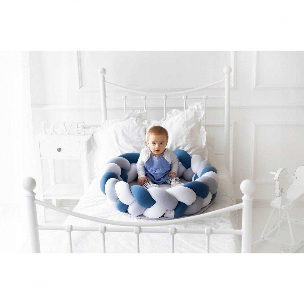 Set 2 in 1 babynest si protectie laterala patut Infantilo albalbastrugri - 1 | YEO