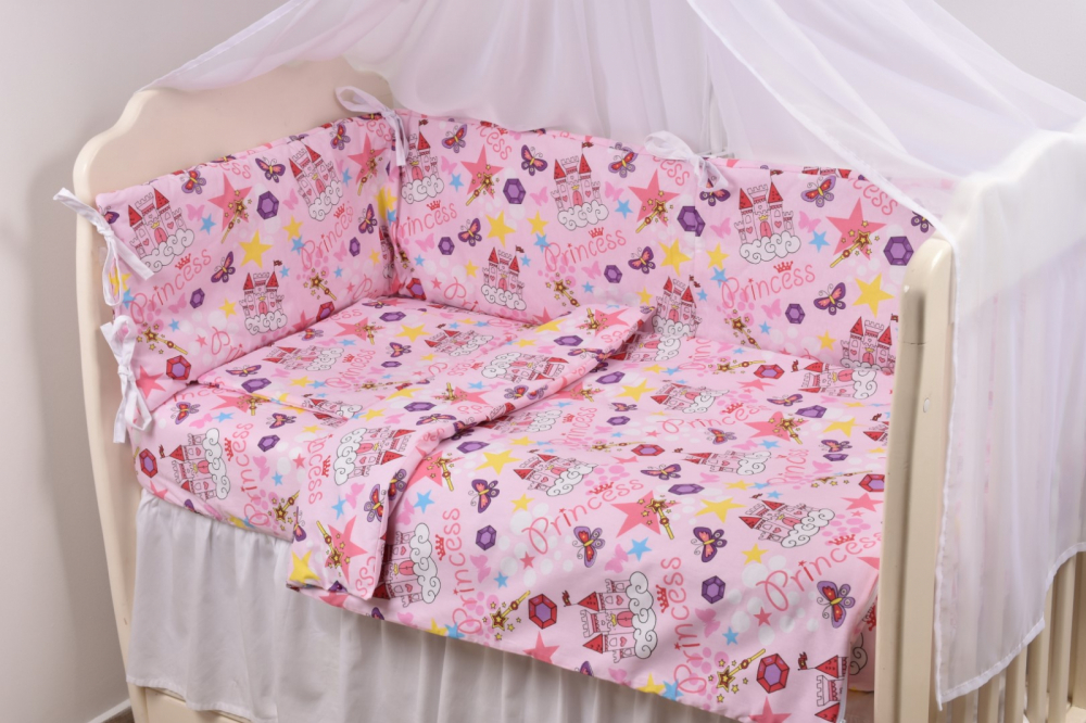 Set complet lenjerie si aparatoare patut 120x60 cm printese