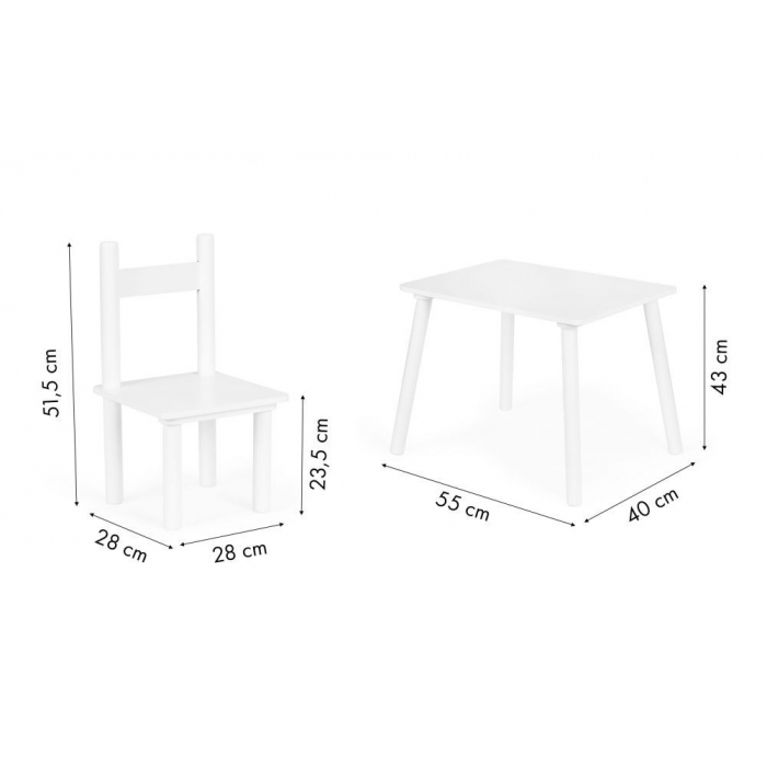 Set de masa cu doua scaune pentru copii alb Ecotoys - 4