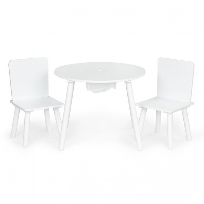 Set de masa cu doua scaune pentru copii si loc de depozitare jucarii alb Ecotoys - 6