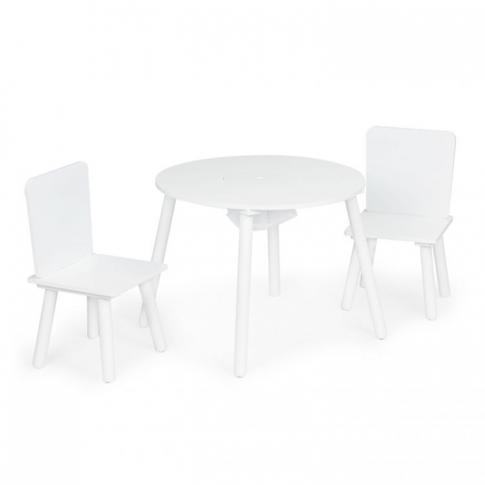 Set de masa cu doua scaune pentru copii si loc de depozitare jucarii alb Ecotoys - 1