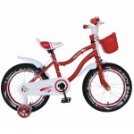 Bicicleta copii 3-5 ani 14 inch C-Brake cu Led Rich Baby R14/04A rosu cu design alb