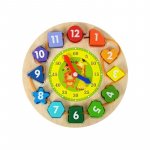 Ceas sortator educational din lemn pentru bebe invata numere forme si culori LeanToys