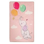 Covor antiderapant pentru copii Balloons Pink 100x150 cm