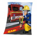 Patura Pompierul Sam pentru copii moale pufoasa 130/160 cm Herding