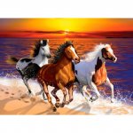 Puzzle din lemn Wild Horses on the Beach XL 1010 buc Wooden City