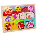 Puzzle lemn cu animale domestice in relief RS Toys