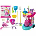 Set carucior de curatenie cu aspirator pentru copii Cleaning Trolley LeanToys 4827