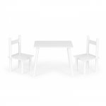 Set de masa cu doua scaune pentru copii alb Ecotoys