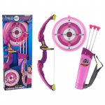Set de tir cu arc si tinta roz pentru fete LeanToys 9285