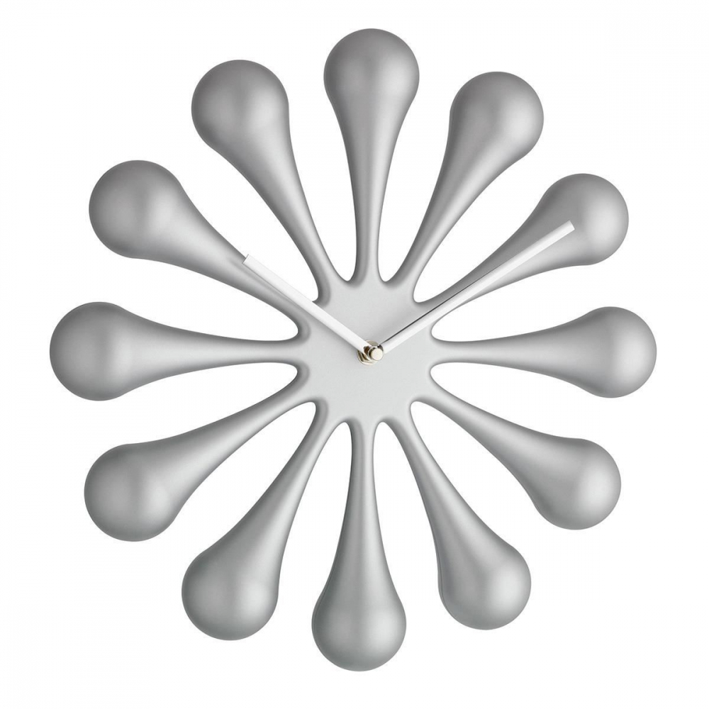 Ceas de perete analog creat de designer model Astro argintiu metalic mat - 5
