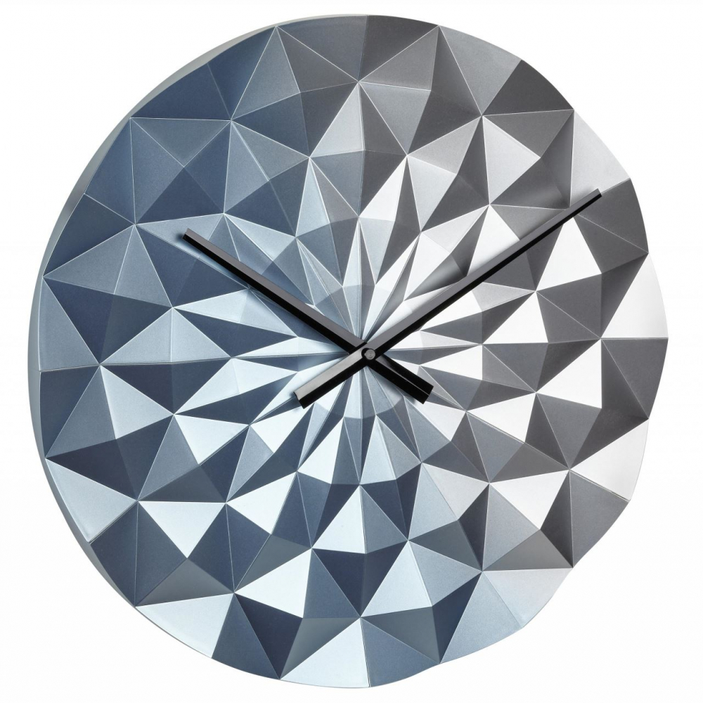 Ceas geometric de precizie analog de perete creat de designer model Diamond albastru metalic - 1