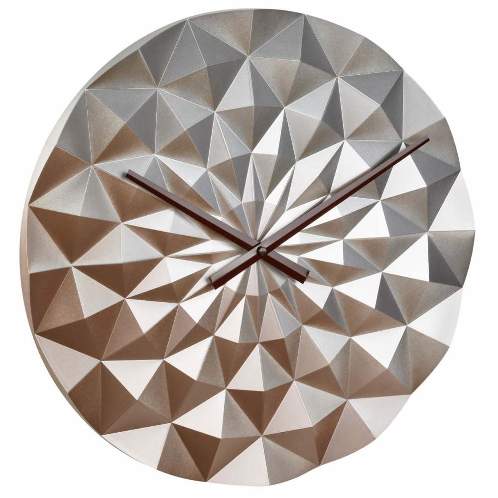 Ceas geometric de precizie analog de perete creat de designer model Diamond roz auriu metalic - 1