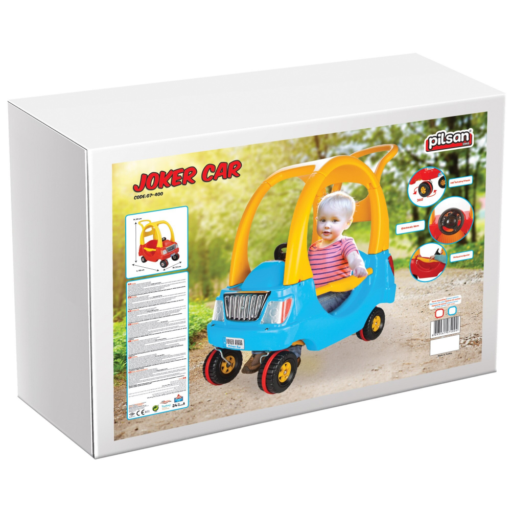 Masinuta de impins cu maner parental Pilsan Joker Car Blue - 2 | YEO