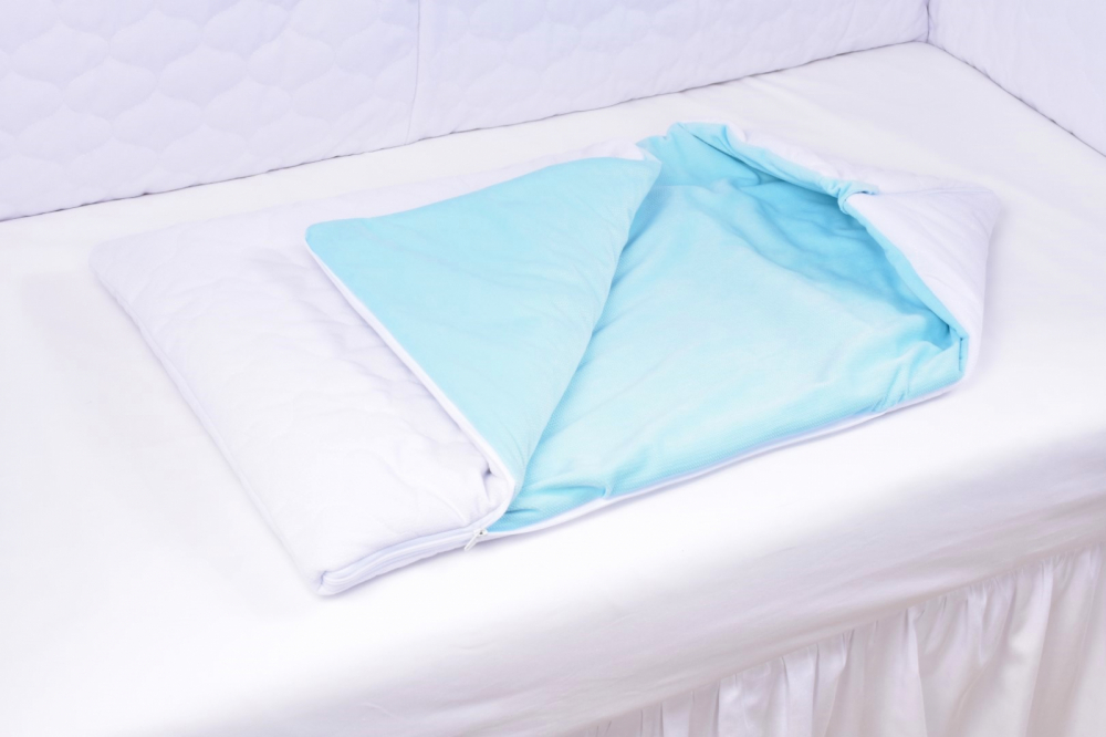 Saculet de dormit gros velvet alb si bleu 80x45 cm tog 2,5 - 1