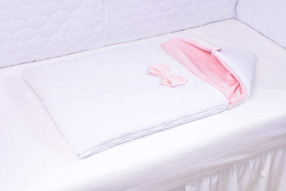 Saculet de dormit gros velvet alb si roz 80x45 cm tog 2,5 - 3