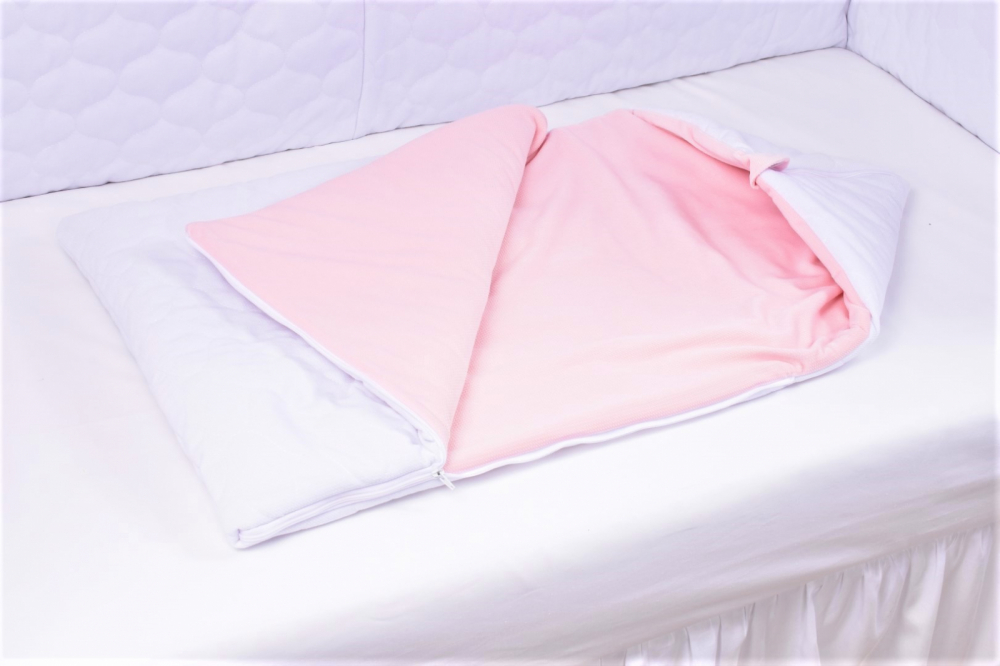 Saculet de dormit gros velvet alb si roz 80x45 cm tog 2,5 - 1