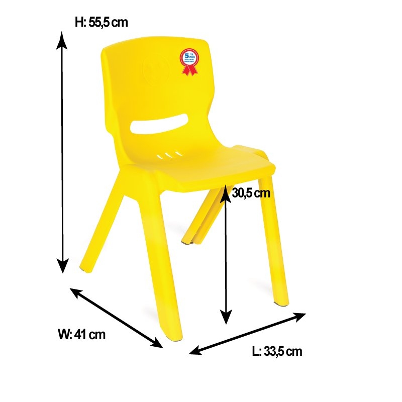 Scaunel copii cu spatar pentru interiorexterior,potrivit pentru gradinite,scoli,afterschool,greutate suportata pana la 100kg Pilsan Happy Chair Galben