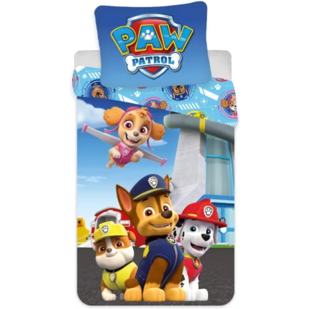 Set lenjerie pat copii Paw Patrol Marshall Chase Rublle and Skye 100x135 SunCity