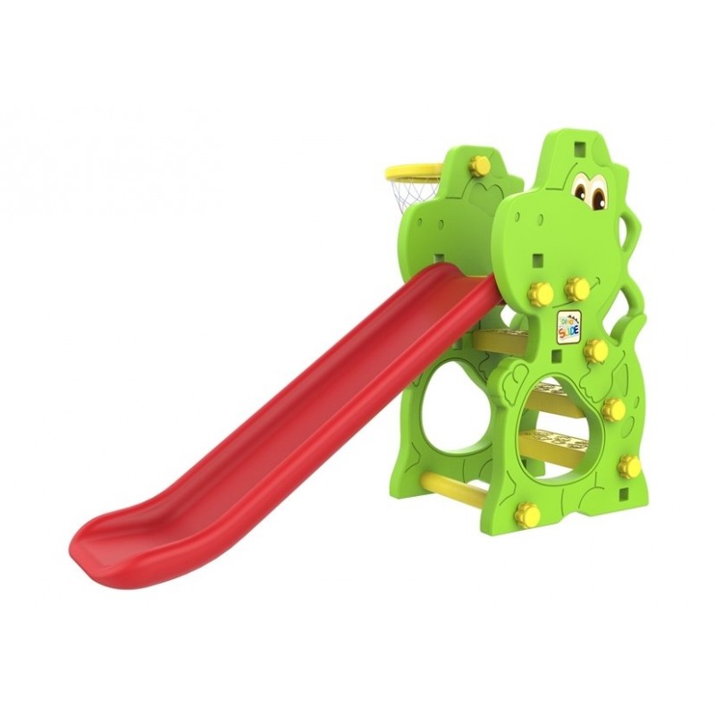 Tobogan mare multifunctional Dinozaur cu cos de baschet pentru copii LeanToys