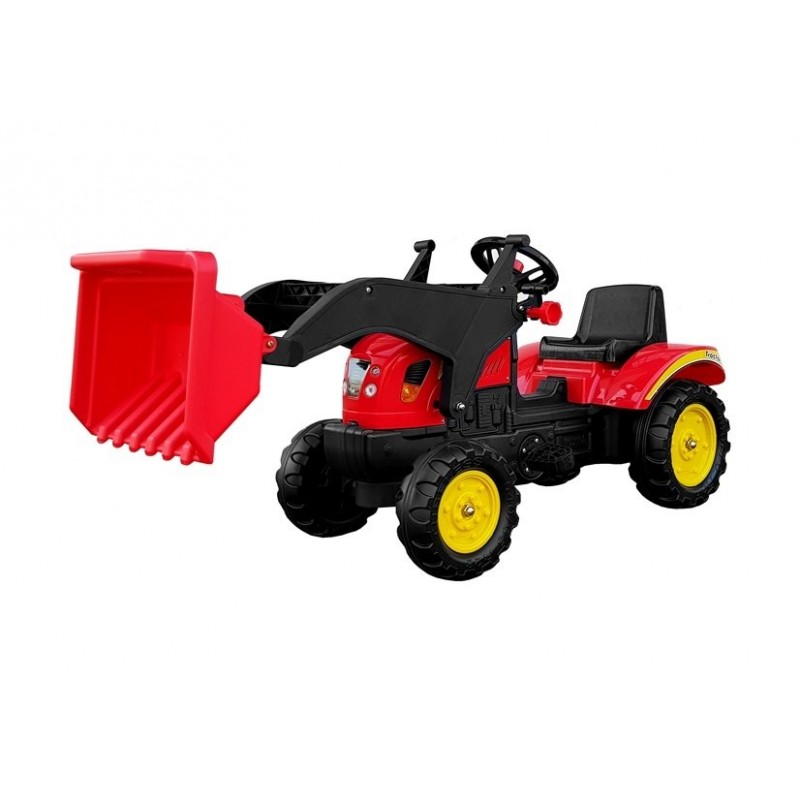 Tractor excavator Herman cu remorca si pedale pentru copii 165x42x50 cm LeanToys 165x42x50 La Plimbare