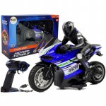 Motocicleta albastra RC sport cu telecomanda 2.4G si 35m LeanToys