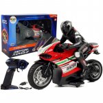 Motocicleta rosie RC sport cu telecomanda 2.4G si 35m LeanToys