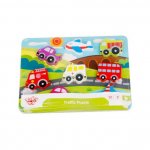 Puzzle din lemn Tooky Toy Chunky Transportation 8 piese