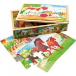 Set 4 puzzleuri din lemn in cutiuta animale 48 piese