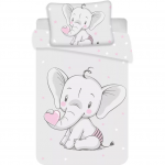 Set lenjerie pat copii 100x135 + 40x60 Elephant Heart Baby SunCity