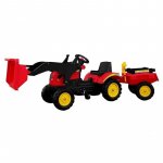 Tractor excavator Herman cu remorca si pedale pentru copii 165x42x50 cm LeanToys