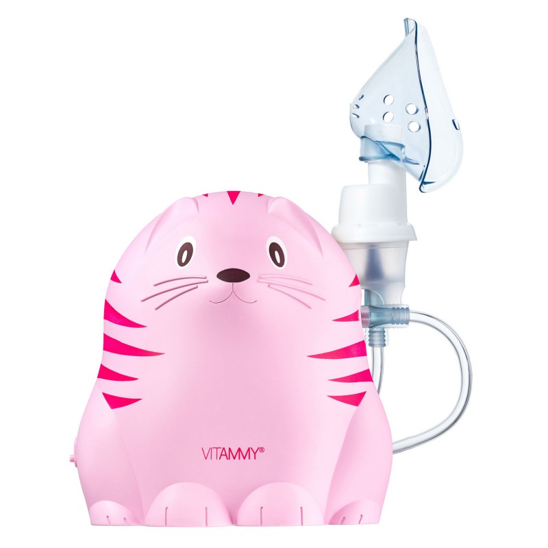 Aparat aerosoli Vitammy Gattino A1503 nebulizator cu compresor set complet de accesorii roz - 1 | YEO