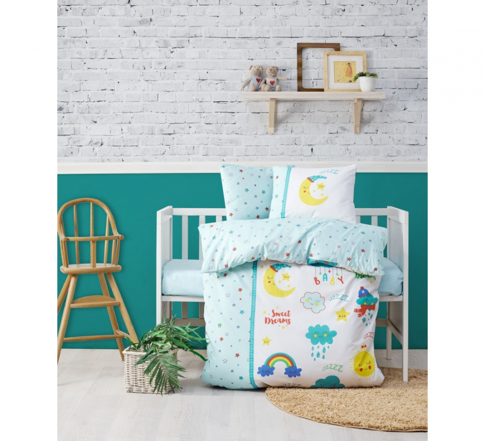 Lenjerie patut cu 4 piese Baby Ranforce Sweet Dreams Mint Baby imagine noua responsabilitatesociala.ro