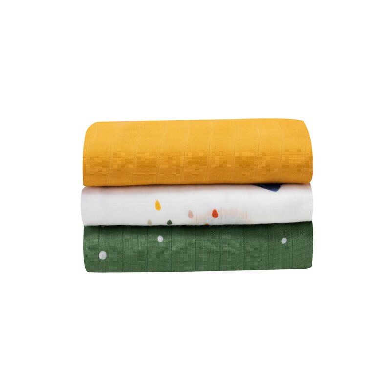 Set 3 scutece multifunctionale Dino din bambus 70x70 cm multicolor - 3