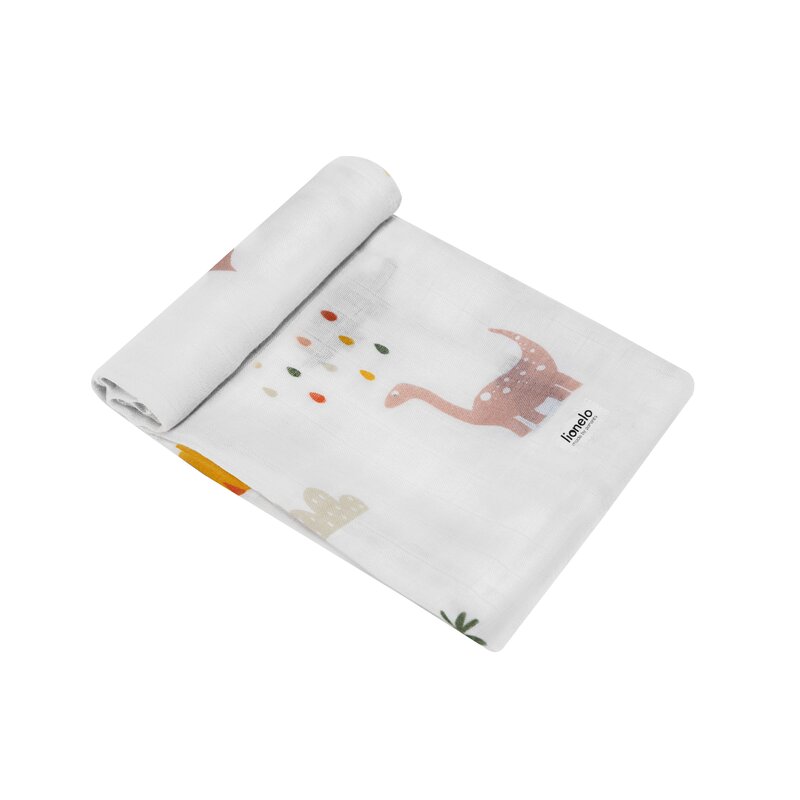 Set 3 scutece multifunctionale Dino din bambus 70x70 cm multicolor - 4