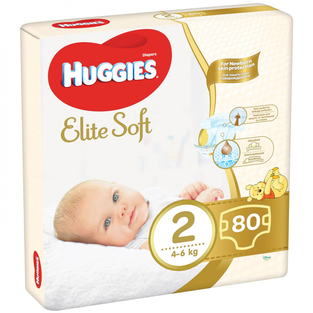 Scutece Huggies Elite Soft nr. 2 Mega 80 buc 4-6 kg