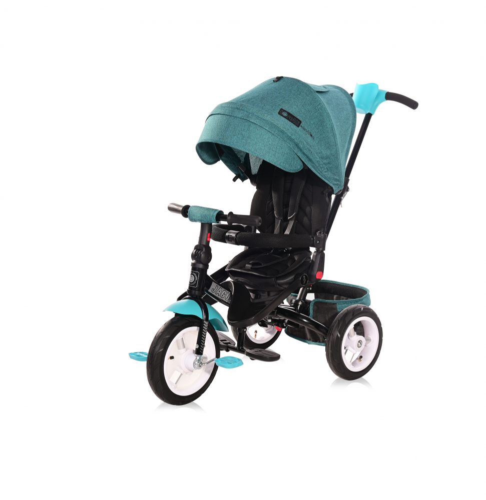 Tricicleta pentru copii Lorelli Jaguar Air Green Luxe 4 in 1 multifunctionala, cu maner cu control parental, scaun rotativ, spatar reglabil pe 2 pozitii, roti mari silentioase, din cauciuc cu camera - 2 | YEO