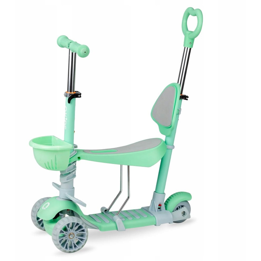Trotineta 3 in 1 QKids ILI  Green cu 3 roti pliabila