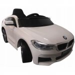 Masinuta electrica cu telecomanda, roti din spuma EVA si scaun din piele BMW 6GT alb