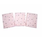 Set 3 scutece muselina din bumbac organic 100% Nichiduta 90x90cm Pink stars