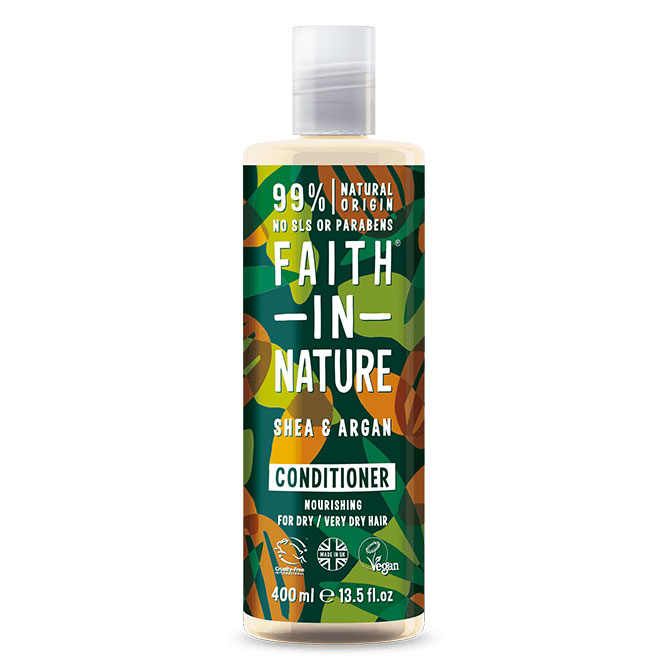 Balsam natural hranitor cu unt de shea si ulei de argan pentru par uscat Faith in Nature 400 ml