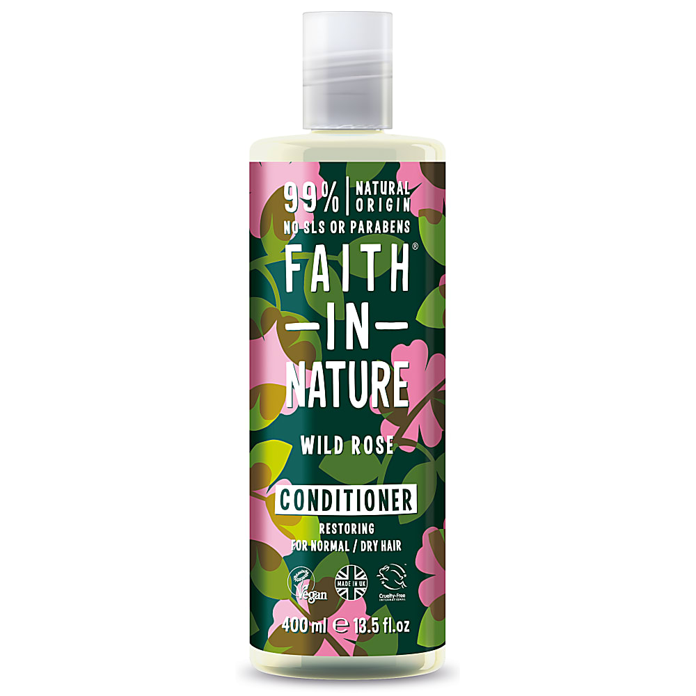 Balsam natural reparator cu Trandafir salbatic pentru toate tipurile de par Faith in nature 400ml