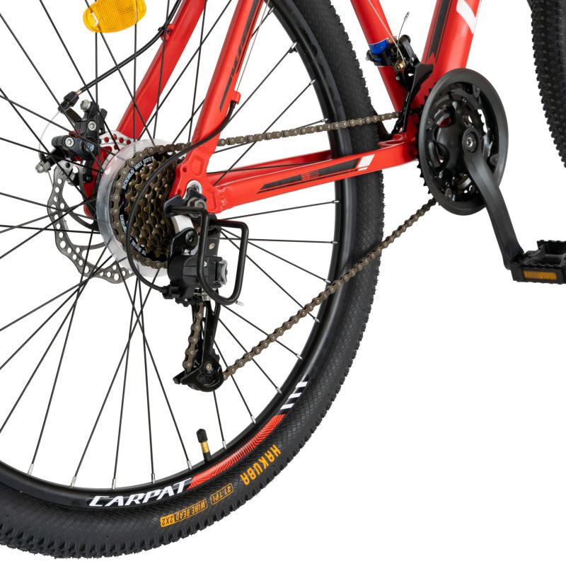 Bicicleta de munte manete schimbator Shimano Tourney Revoshift SLR-35 Roti 29 Inch Carpat CSC2970A culoare RosuNegruAlb - 4